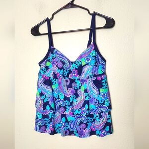 Paisley Ruffled Bathing Suit Top Size 10